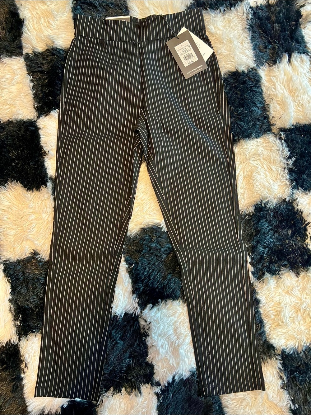 Who What Wear Black Pinstripe Tapered Dress Pants